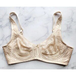 Sears Cream Nude Vintage Ah-h Lace Satin Underwire Unpadded 76354 Pinup Bra 36B